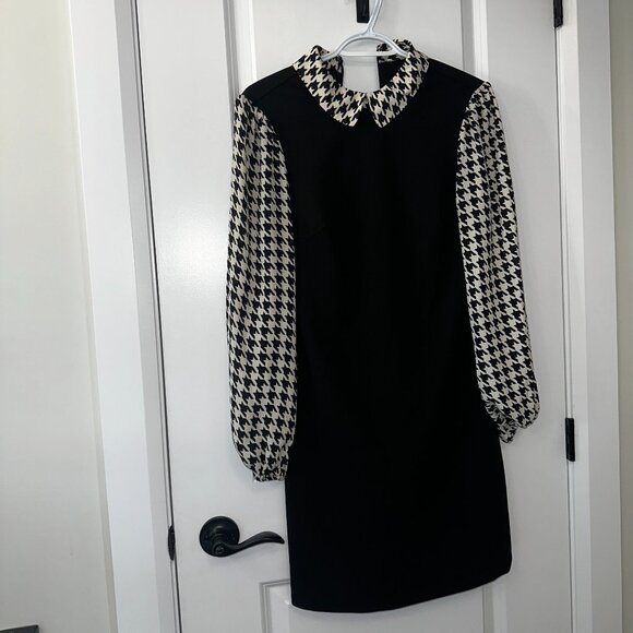 Tommy Hilfiger Houndstooth Collar & Sleeve Shift Dress - New Without Tags - Picture 1 of 6
